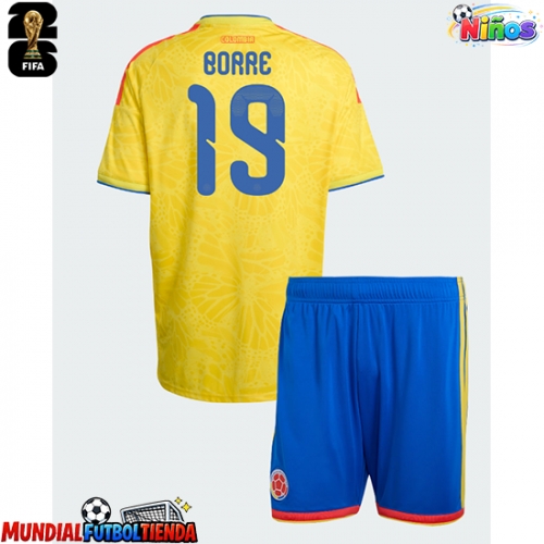 Camiseta Colombia Rafael Santos Borre #19 Primera Equipación Replica Mundial 2026 para niños mangas cortas (+ Pantalones cortos)